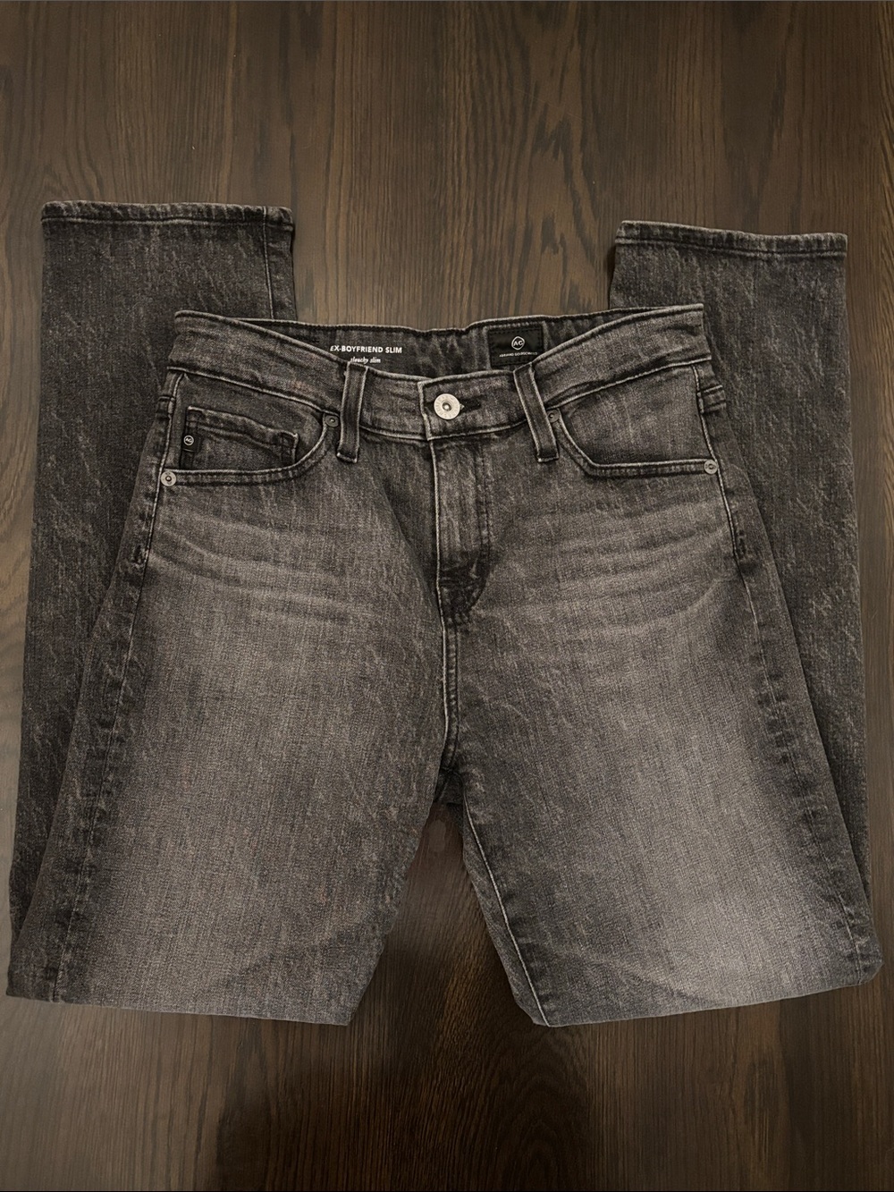 Ag Adriano Goldschmied Ex-Boyfriend Slim Black Stretch Jeans 25R